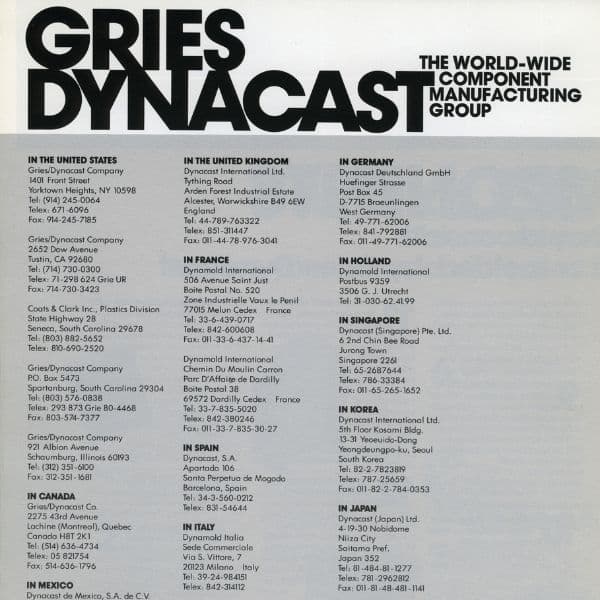 Dynacast's announcement for all locations selling under Dynacast name