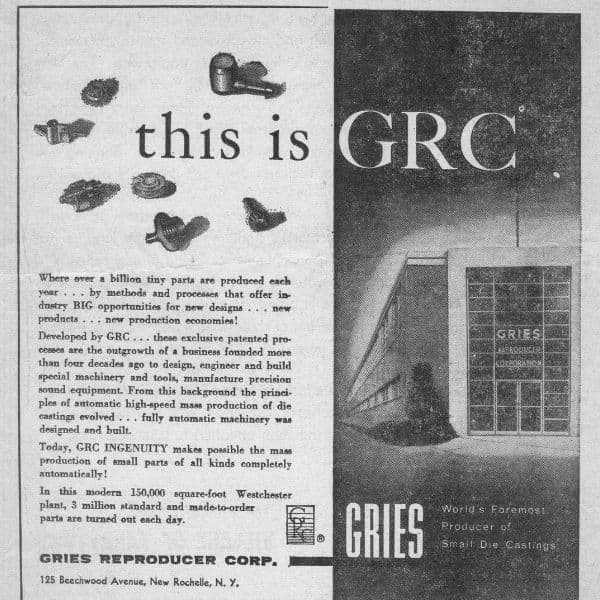Gries Reproducer Corporation newspaper article